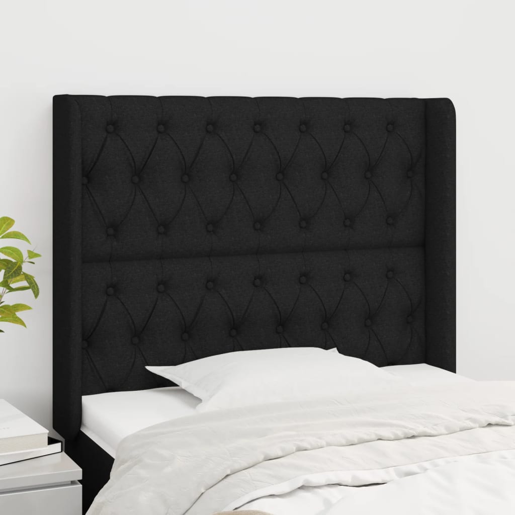 Tête de lit avec oreilles Noir 93x16x118/128 cm Tissu - XIOS