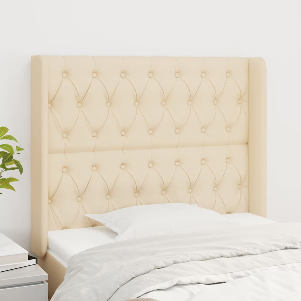 Tête de lit avec oreilles Crème 93x16x118/128 cm Tissu - XIOS
