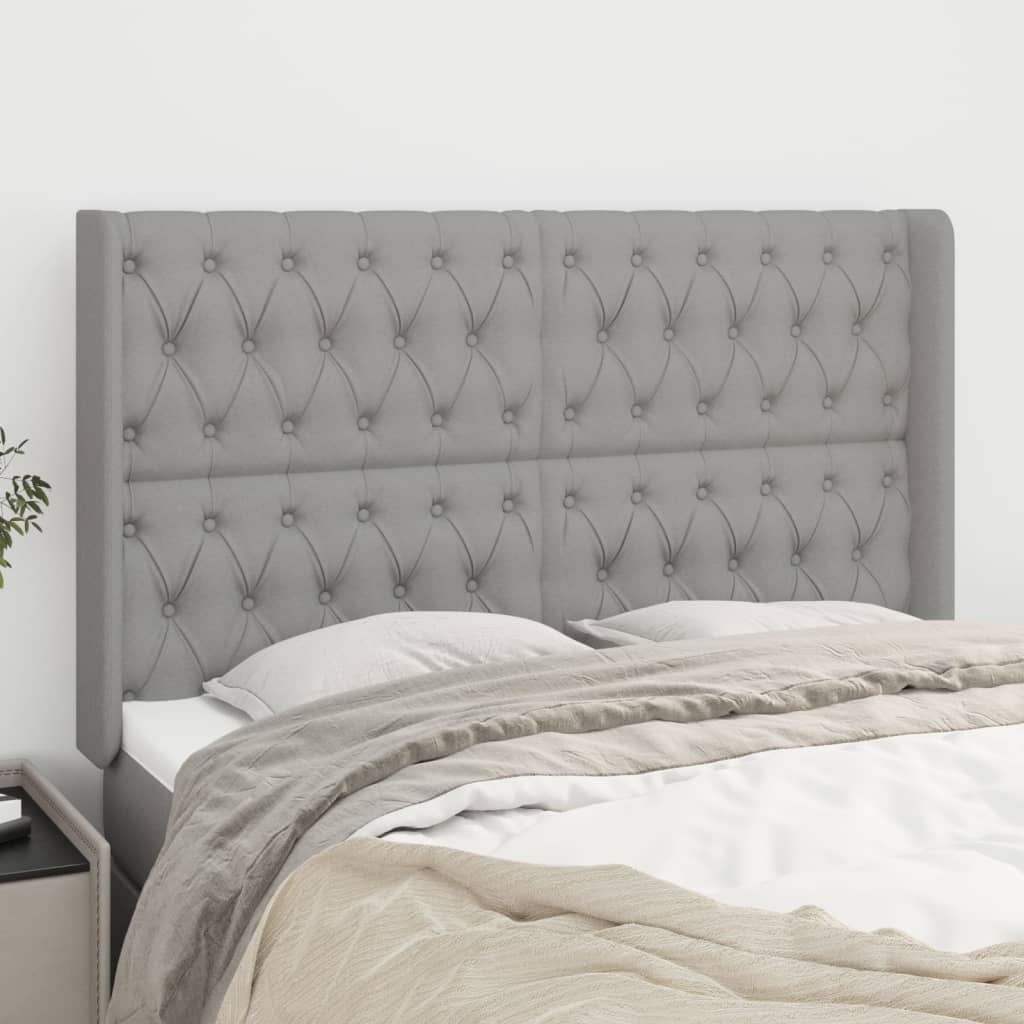 Tête de lit avec oreilles Gris clair 147x16x118/128 cm Tissu - XIOS