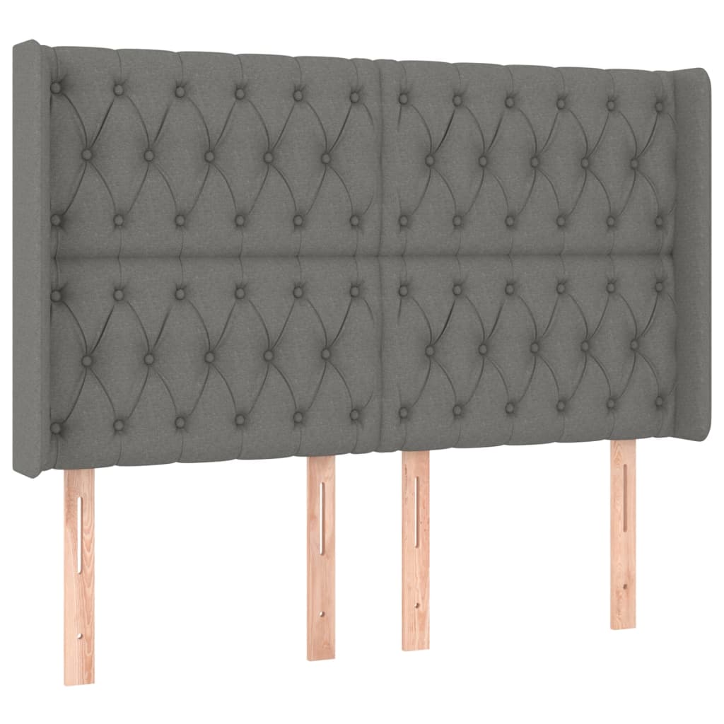 Tête de lit avec oreilles Gris foncé 147x16x118/128 cm Tissu - XIOS