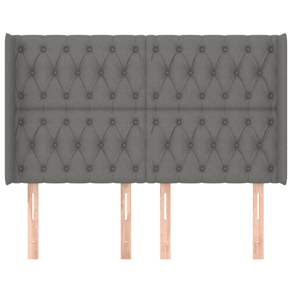 Tête de lit avec oreilles Gris foncé 147x16x118/128 cm Tissu - XIOS