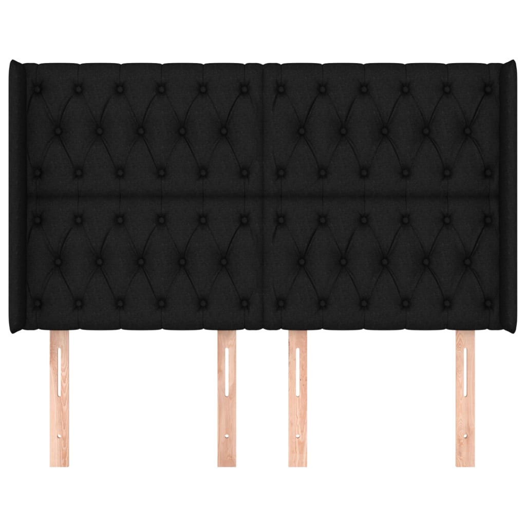 Tête de lit avec oreilles Noir 163x16x118/128 cm Tissu - XIOS