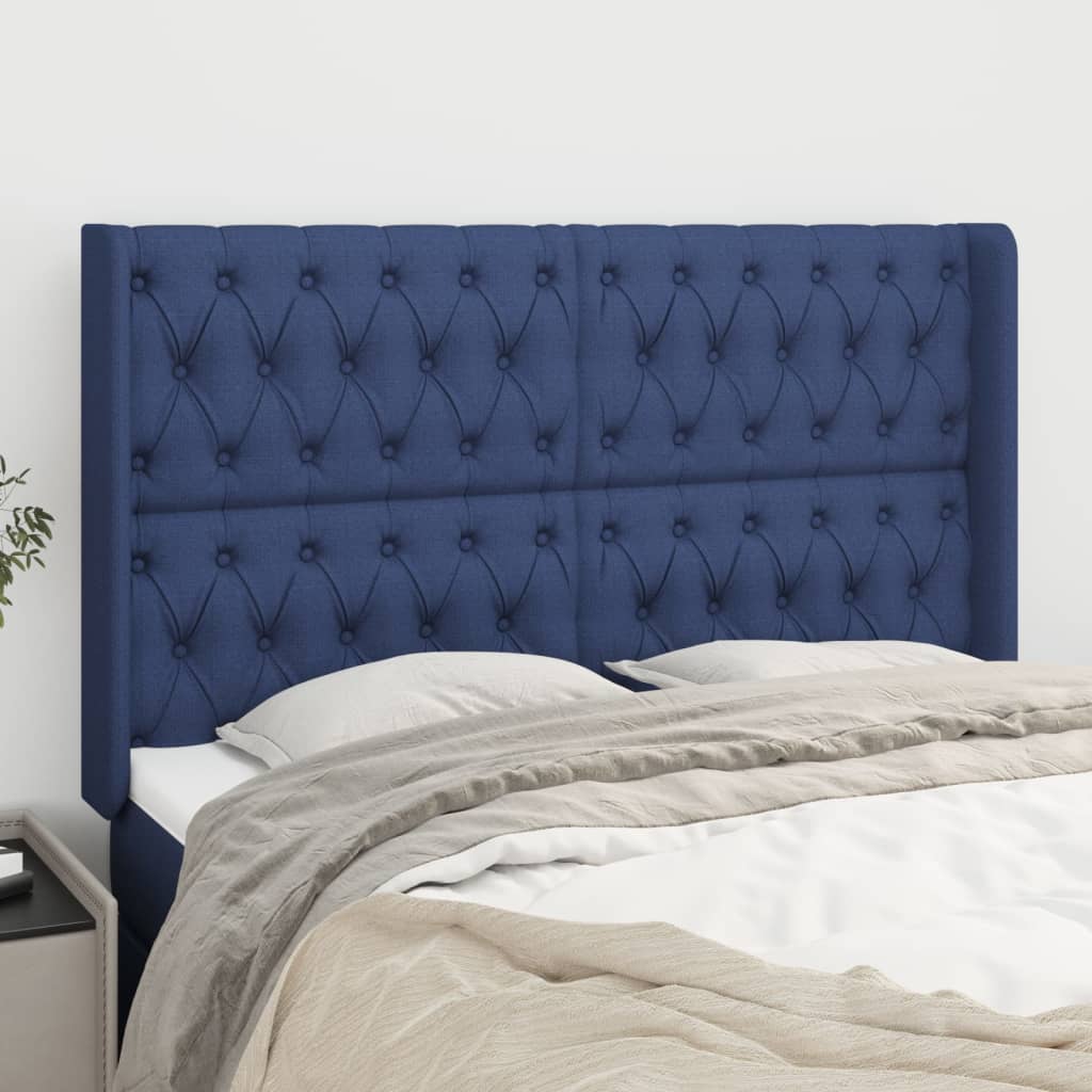 Tête de lit avec oreilles Bleu 163x16x118/128 cm Tissu - XIOS