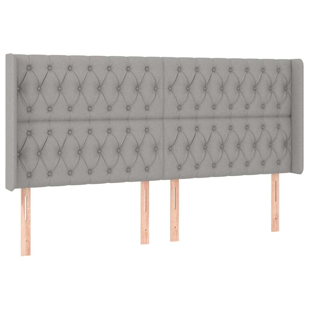 Tête de lit avec oreilles Gris clair 183x16x118/128 cm Tissu - XIOS