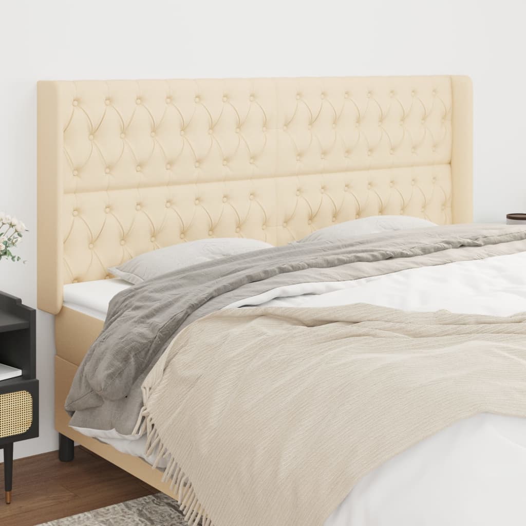 Tête de lit avec oreilles Crème 183x16x118/128 cm Tissu - XIOS