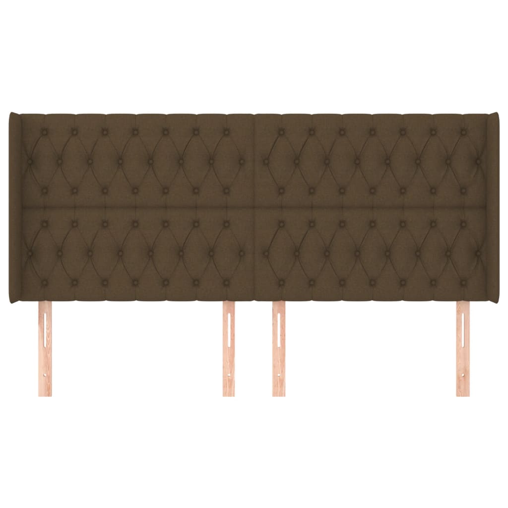 Tête de lit avec oreilles Marron foncé 203x16x118/128 cm Tissu - XIOS