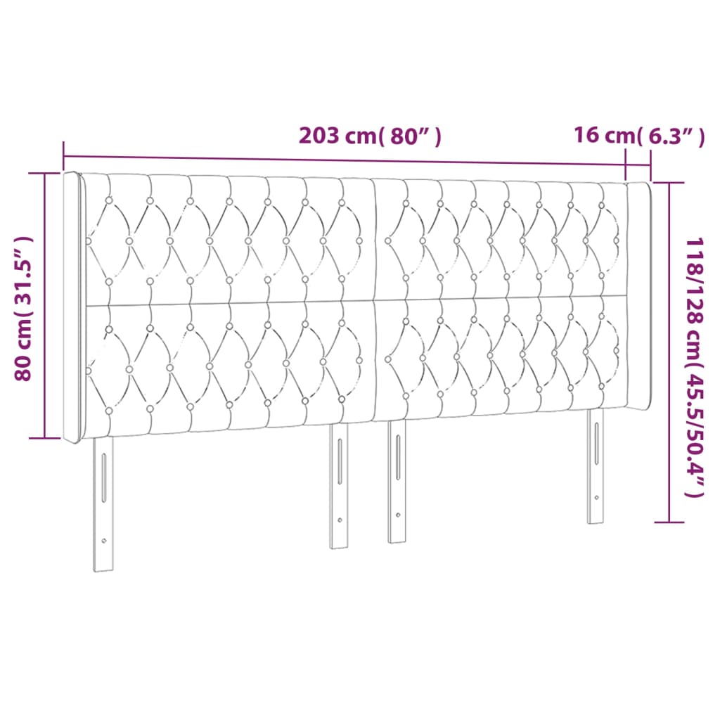 Tête de lit avec oreilles Bleu 203x16x118/128 cm Tissu - XIOS