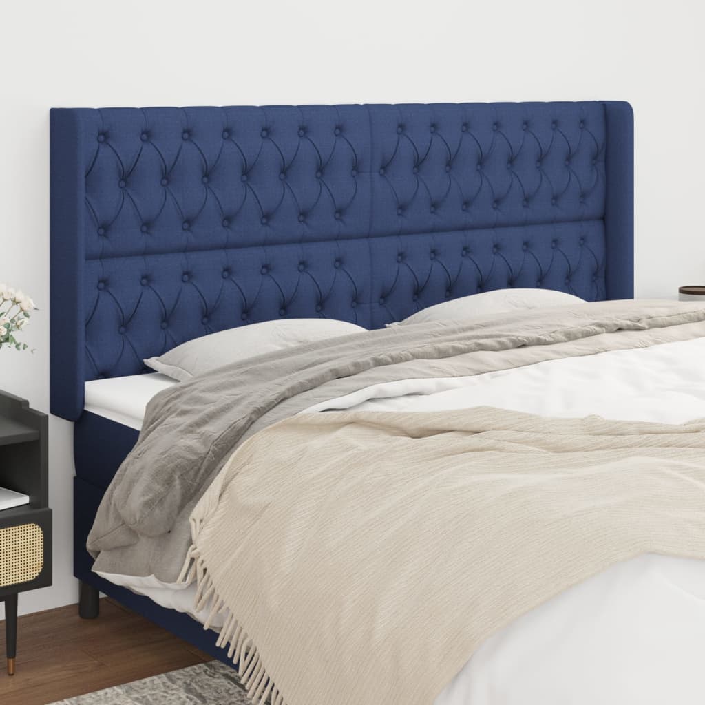 Tête de lit avec oreilles Bleu 203x16x118/128 cm Tissu - XIOS