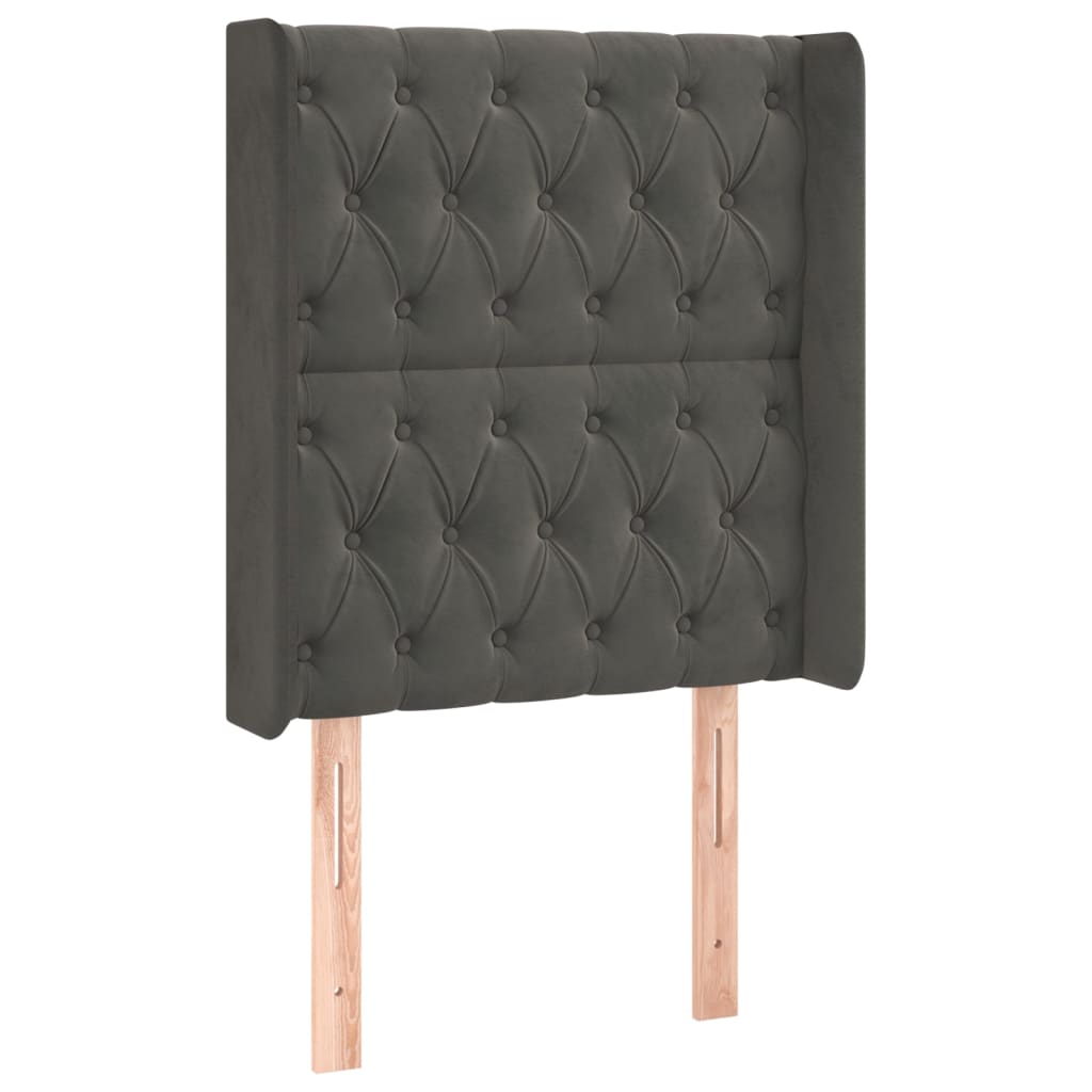 Tête de lit avec oreilles Gris foncé 83x16x118/128 cm Velours - XIOS
