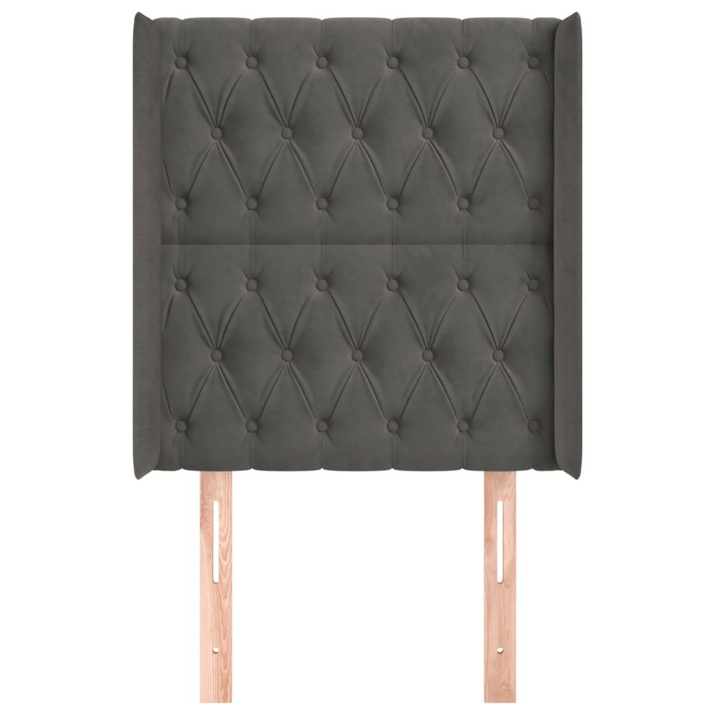Tête de lit avec oreilles Gris foncé 83x16x118/128 cm Velours - XIOS