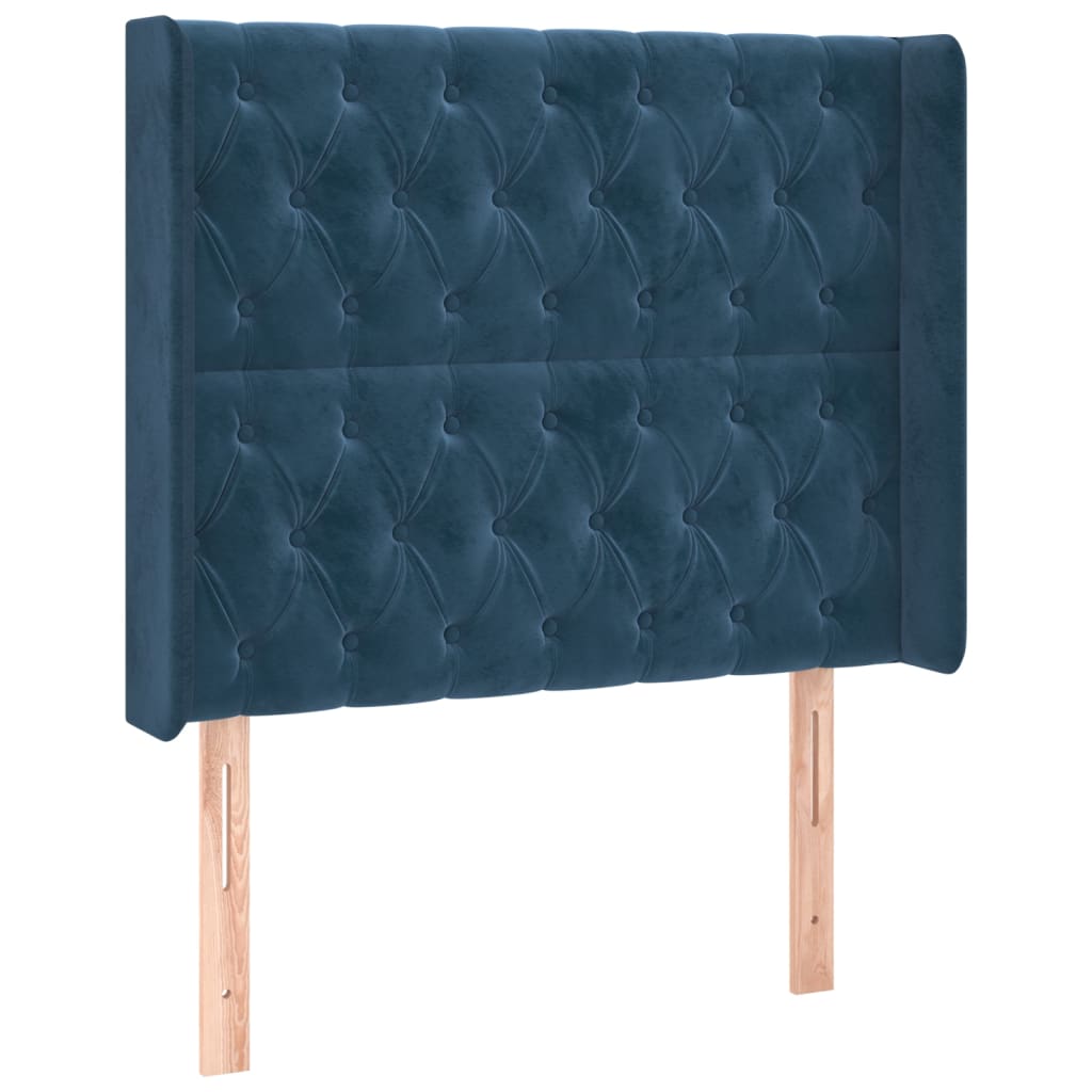 Tête de lit avec oreilles Bleu foncé 93x16x118/128 cm Velours - XIOS
