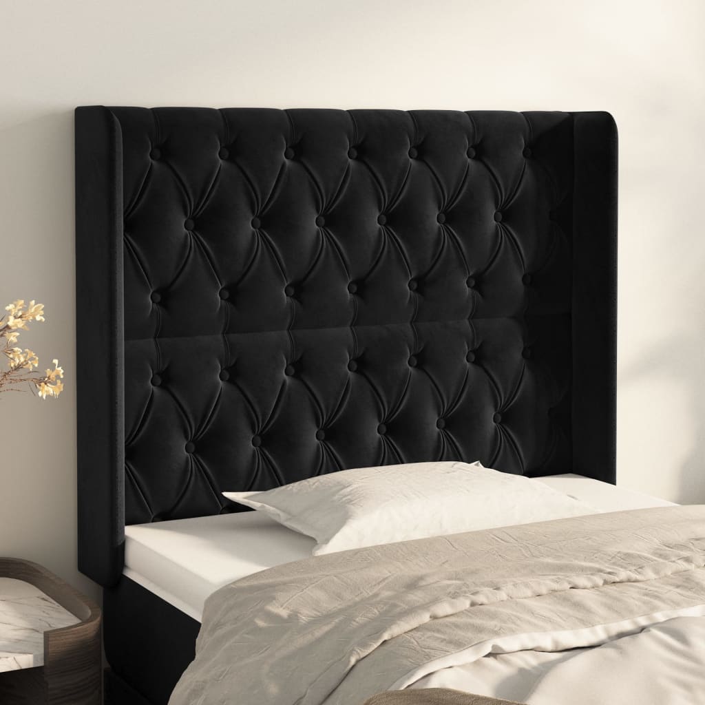 Tête de lit avec oreilles Noir 103x16x118/128 cm Velours - XIOS