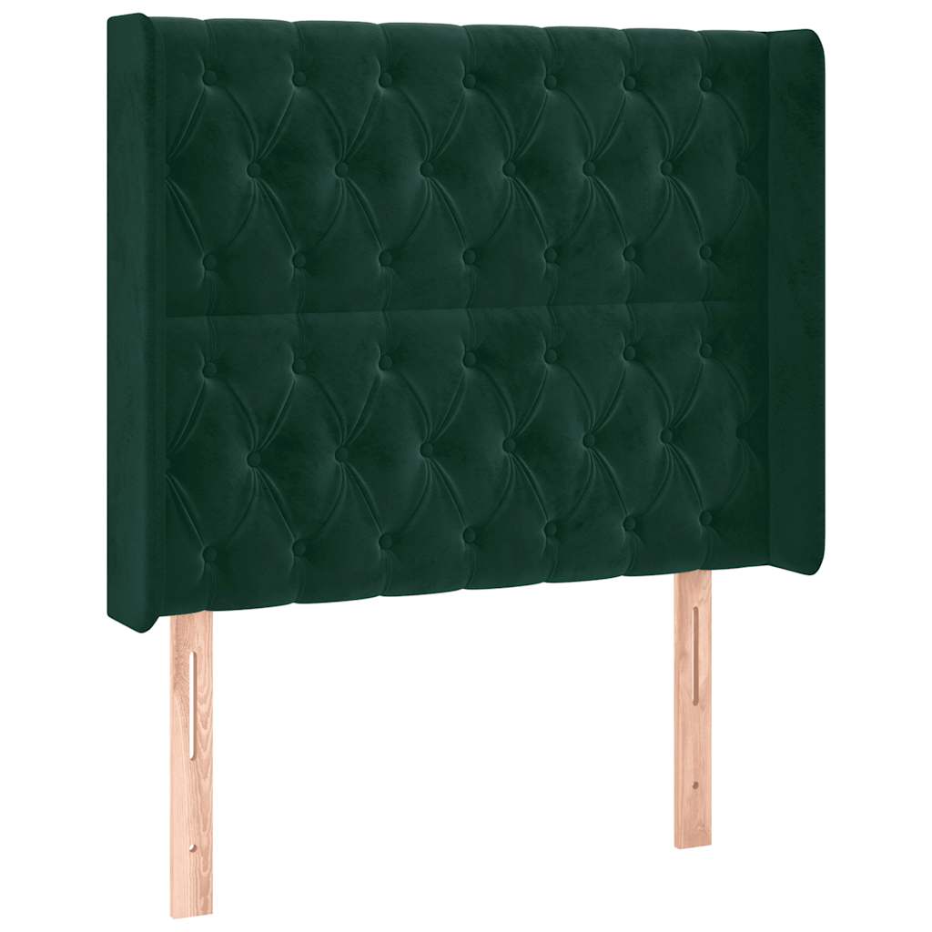 Tête de lit avec oreilles Vert foncé 103x16x118/128 cm Velours - XIOS