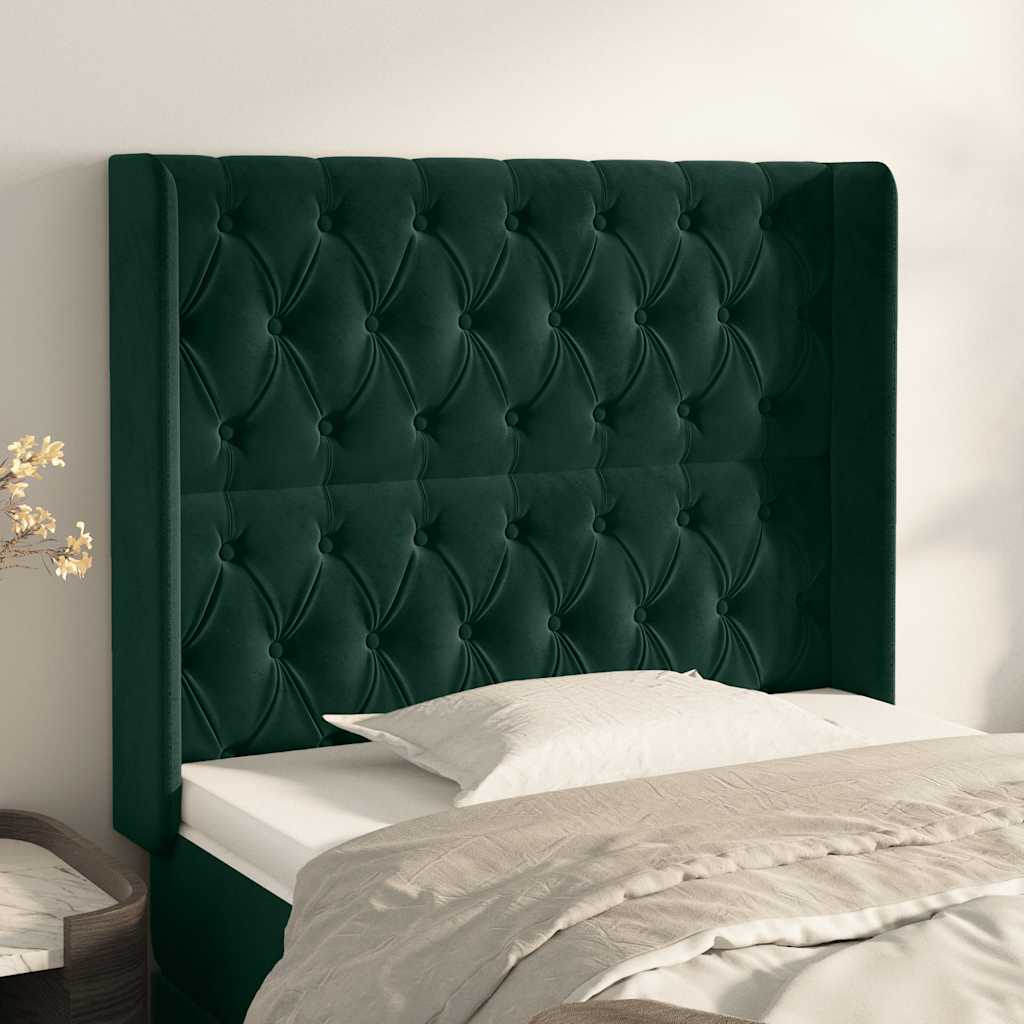 Tête de lit avec oreilles Vert foncé 103x16x118/128 cm Velours - XIOS