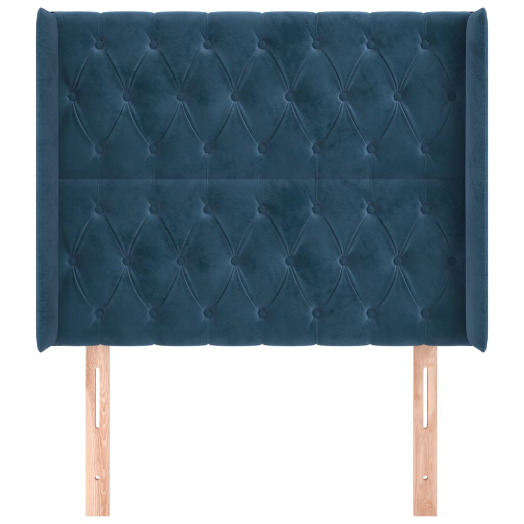 Tête de lit avec oreilles Bleu foncé 103x16x118/128 cm Velours - XIOS