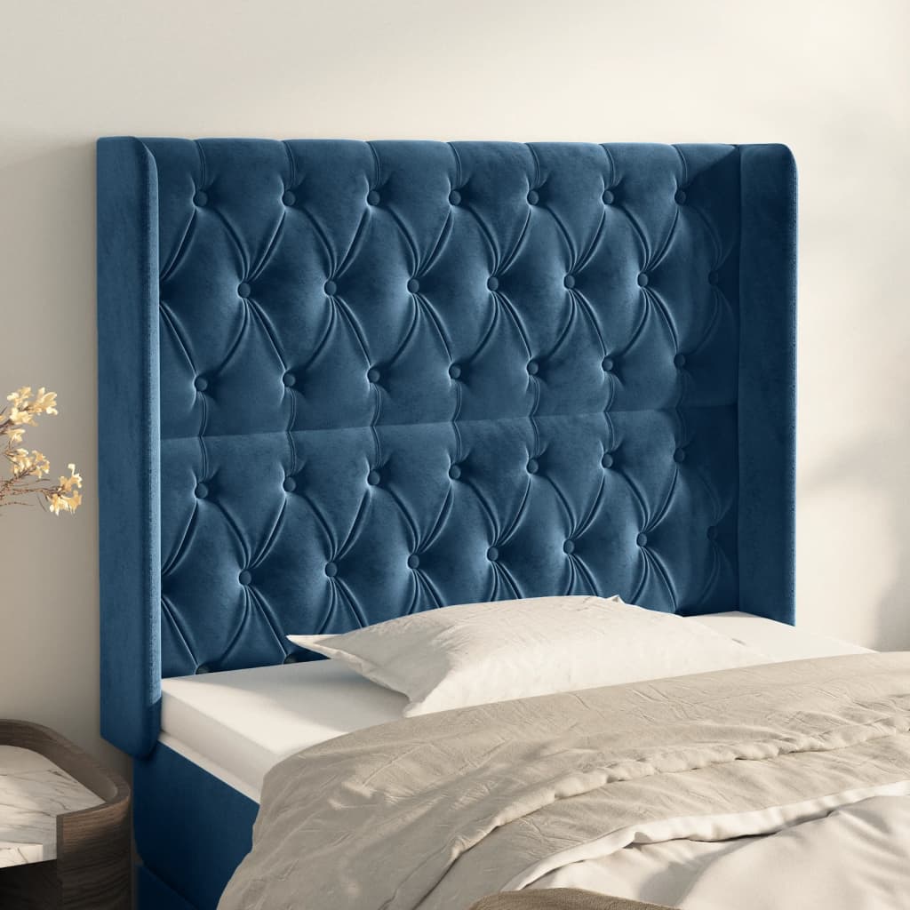 Tête de lit avec oreilles Bleu foncé 103x16x118/128 cm Velours - XIOS