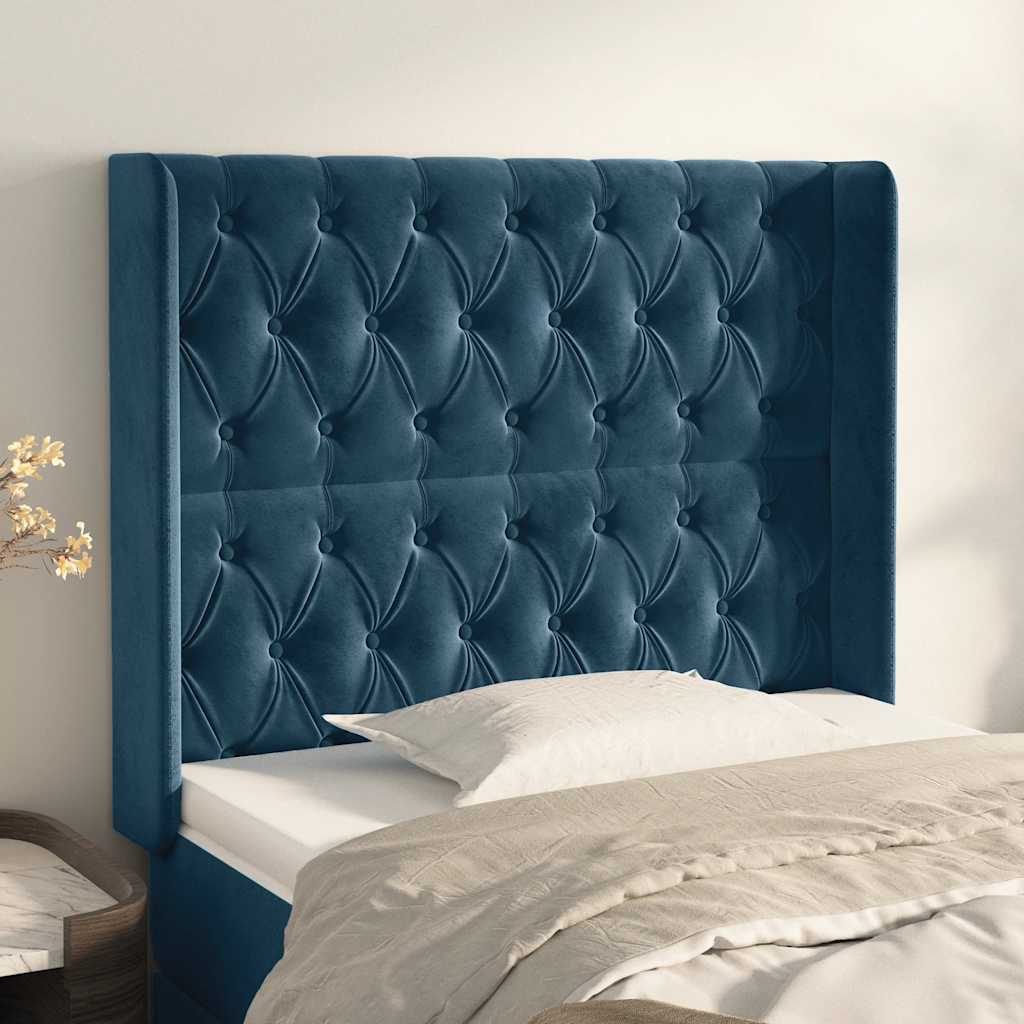 Tête de lit avec oreilles Bleu foncé 103x16x118/128 cm Velours - XIOS