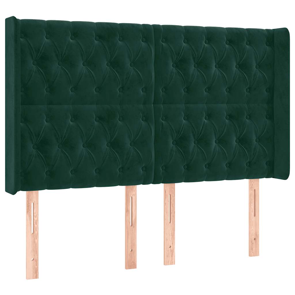 Tête de lit avec oreilles Vert foncé 147x16x118/128 cm Velours - XIOS