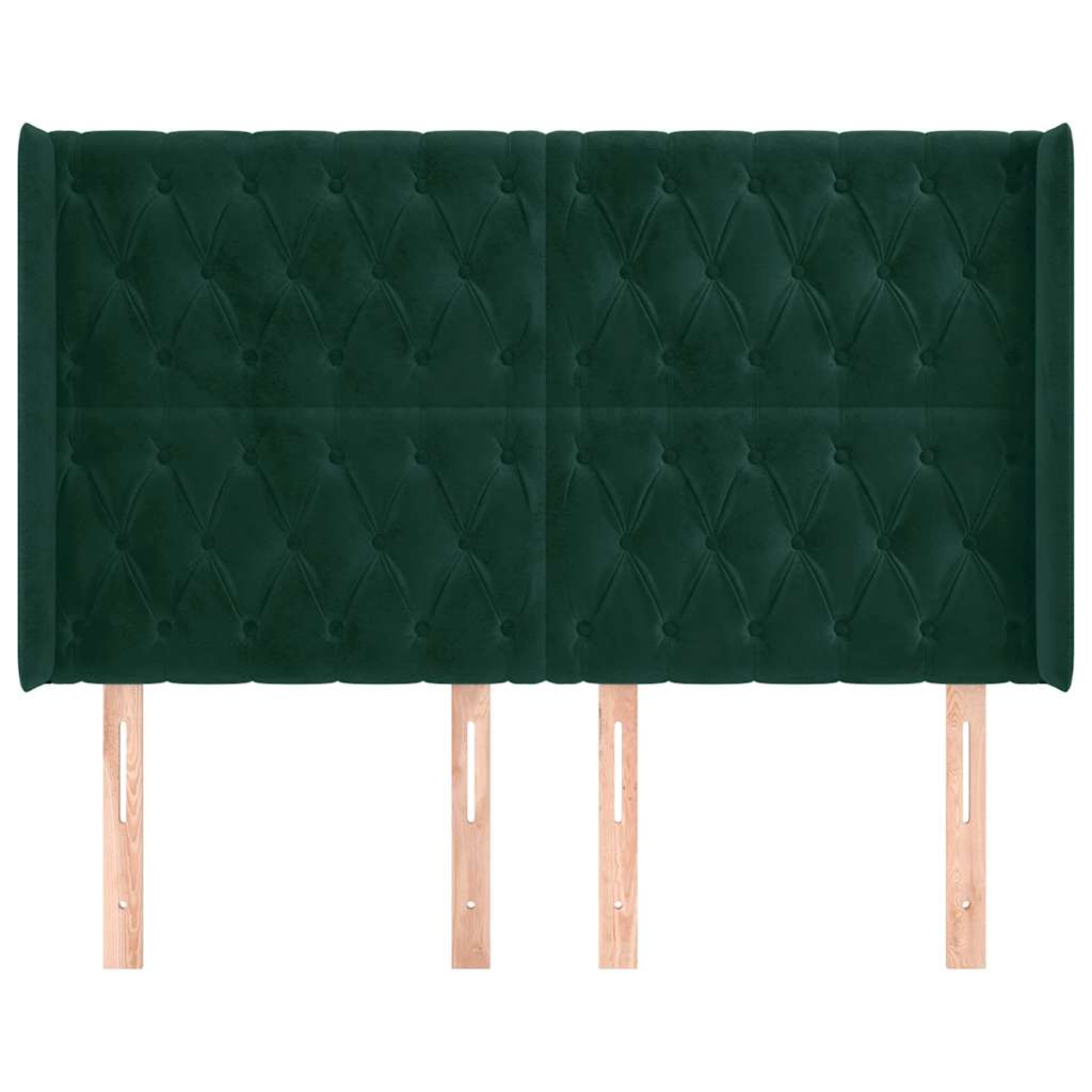 Tête de lit avec oreilles Vert foncé 147x16x118/128 cm Velours - XIOS