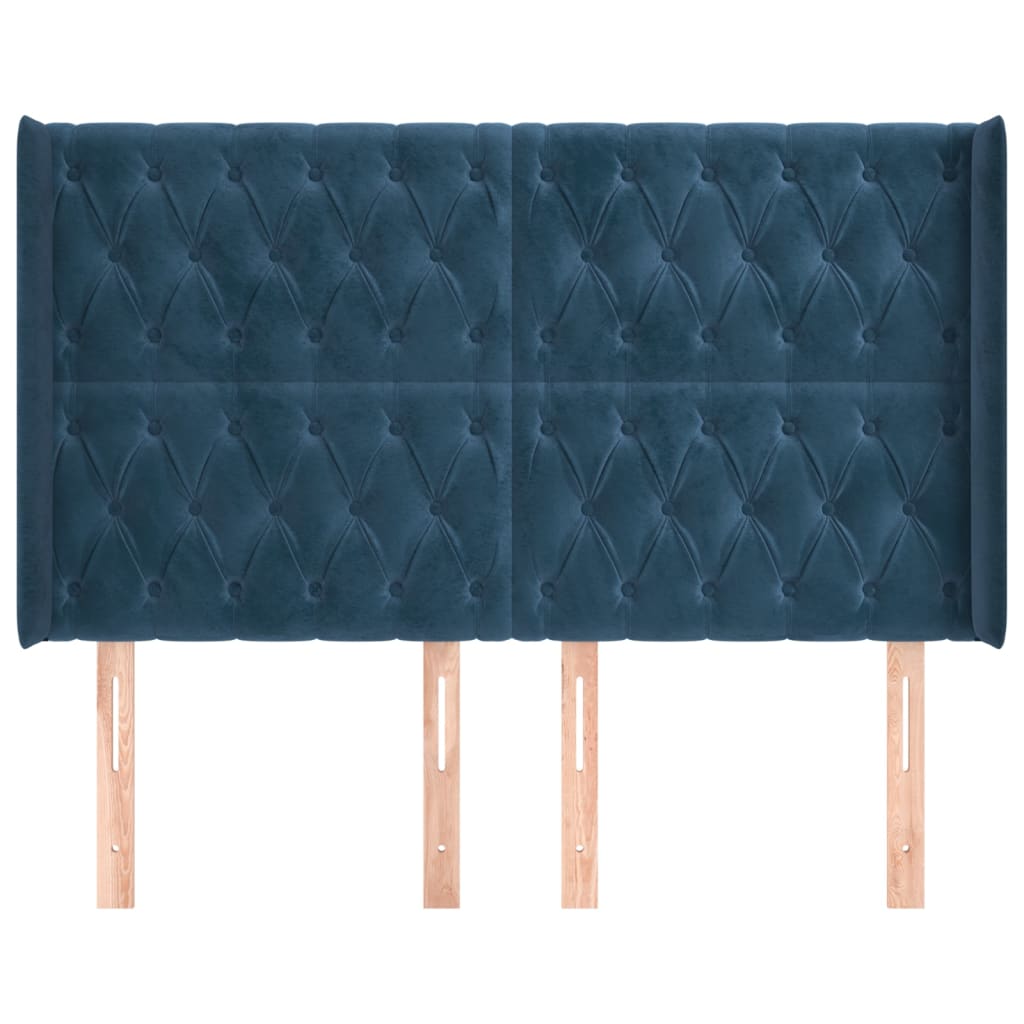 Tête de lit avec oreilles Bleu foncé 147x16x118/128 cm Velours - XIOS