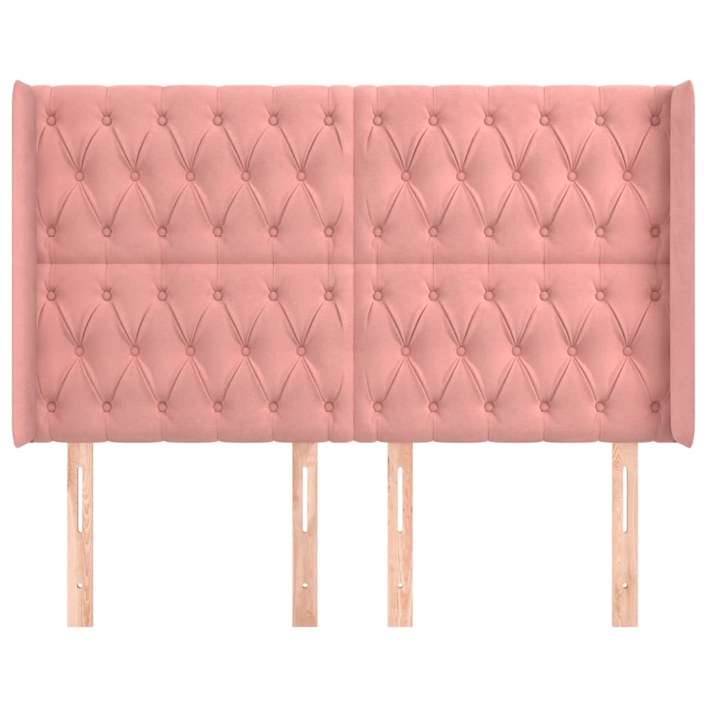 Tête de lit avec oreilles Rose 147x16x118/128 cm Velours - XIOS