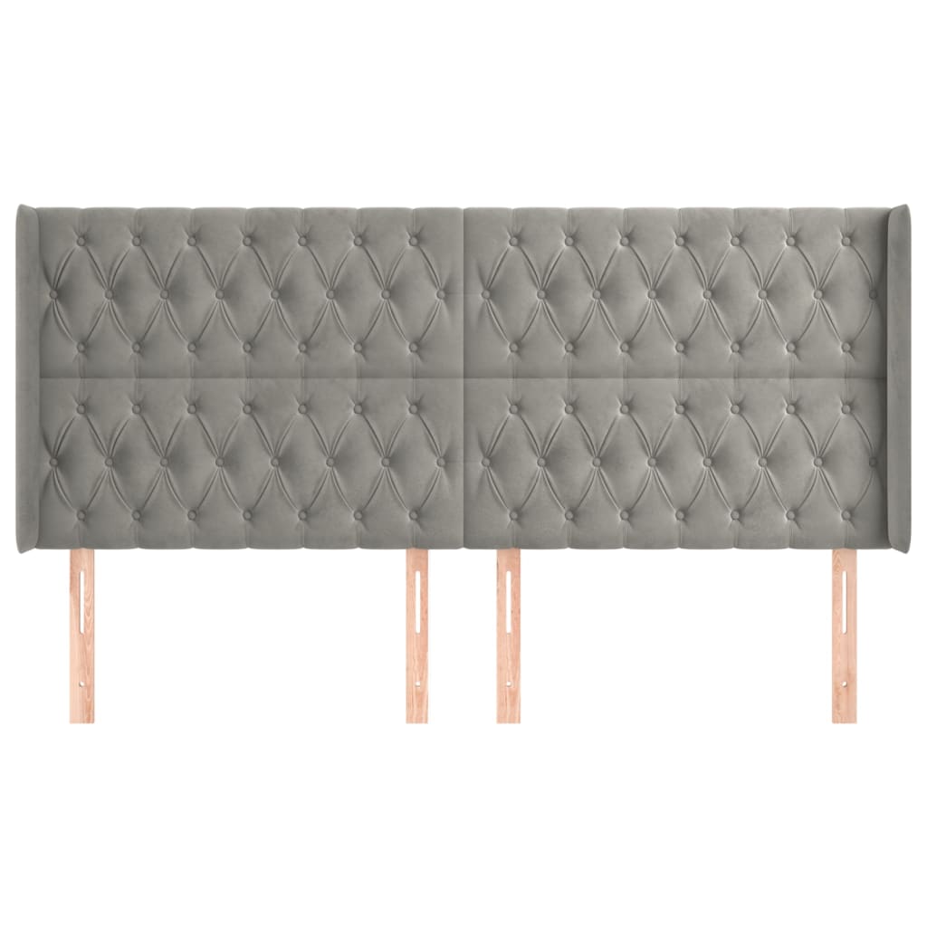 Tête de lit avec oreilles Gris clair 183x16x118/128 cm Velours - XIOS