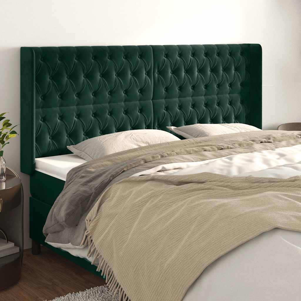 Tête de lit avec oreilles Vert foncé 183x16x118/128 cm Velours - XIOS