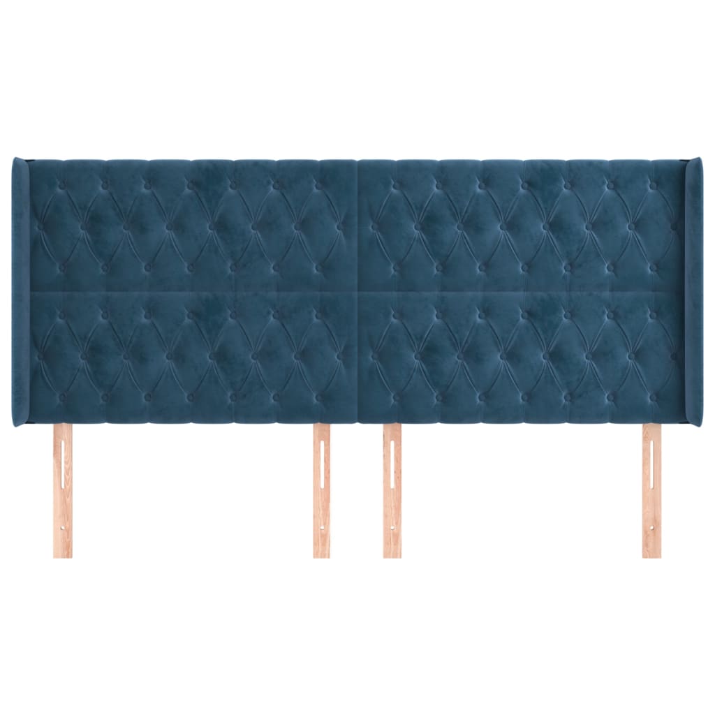 Tête de lit avec oreilles Bleu foncé 183x16x118/128 cm Velours - XIOS
