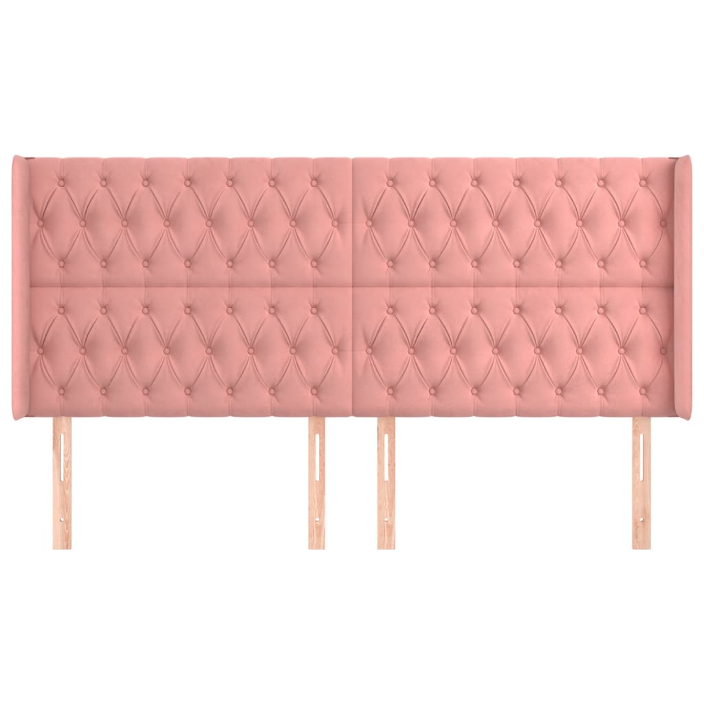 Tête de lit avec oreilles Rose 183x16x118/128 cm Velours - XIOS