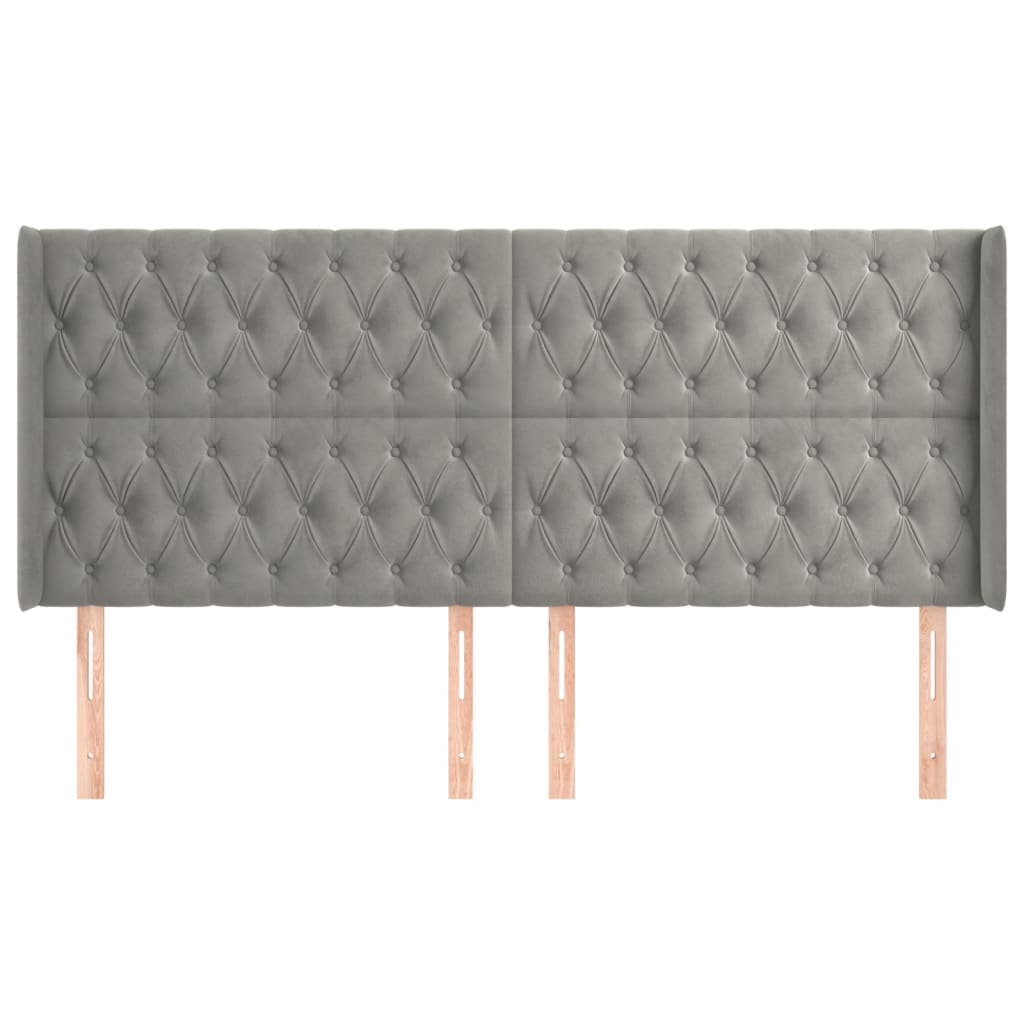 Tête de lit avec oreilles Gris clair 203x16x118/128 cm Velours - XIOS