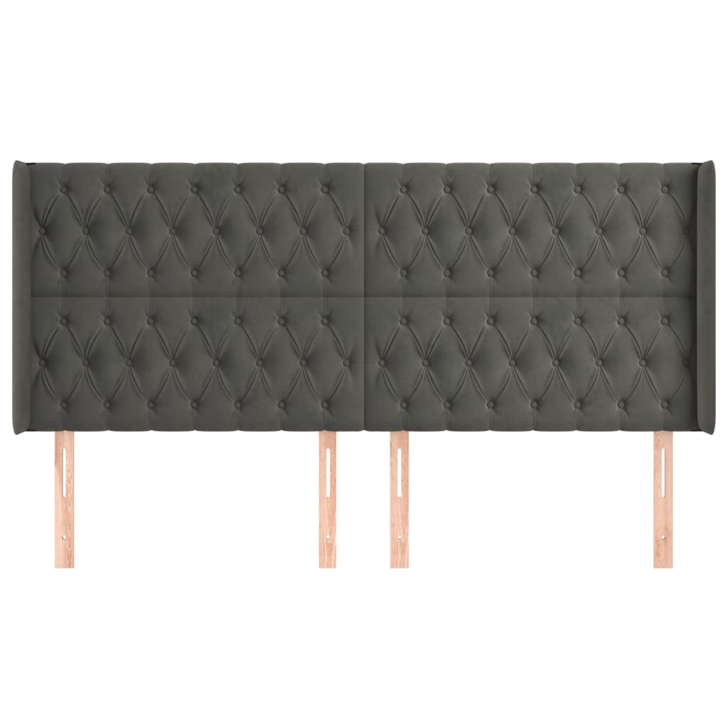 Tête de lit avec oreilles Gris foncé 203x16x118/128 cm Velours - XIOS