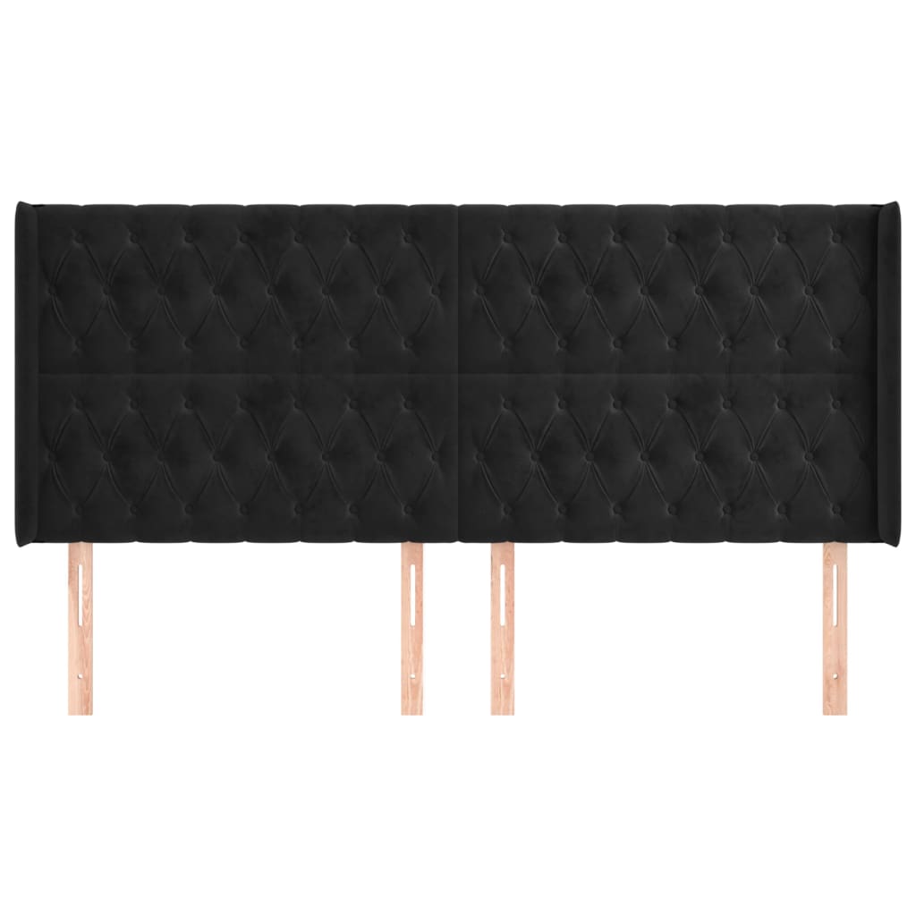 Tête de lit avec oreilles Noir 203x16x118/128 cm Velours - XIOS