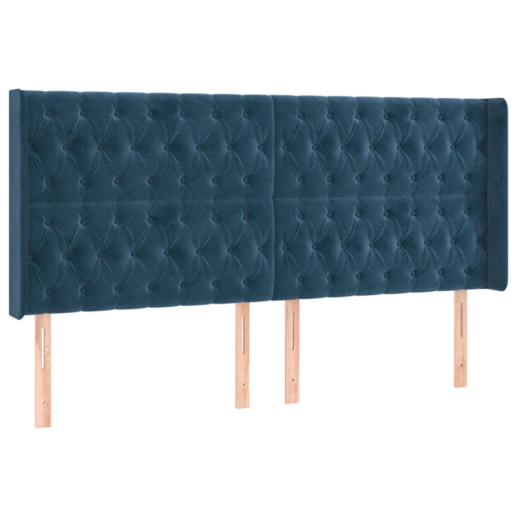 Tête de lit avec oreilles Bleu foncé 203x16x118/128 cm Velours - XIOS
