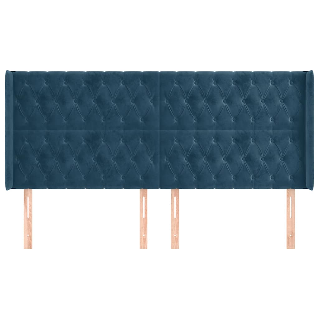 Tête de lit avec oreilles Bleu foncé 203x16x118/128 cm Velours - XIOS