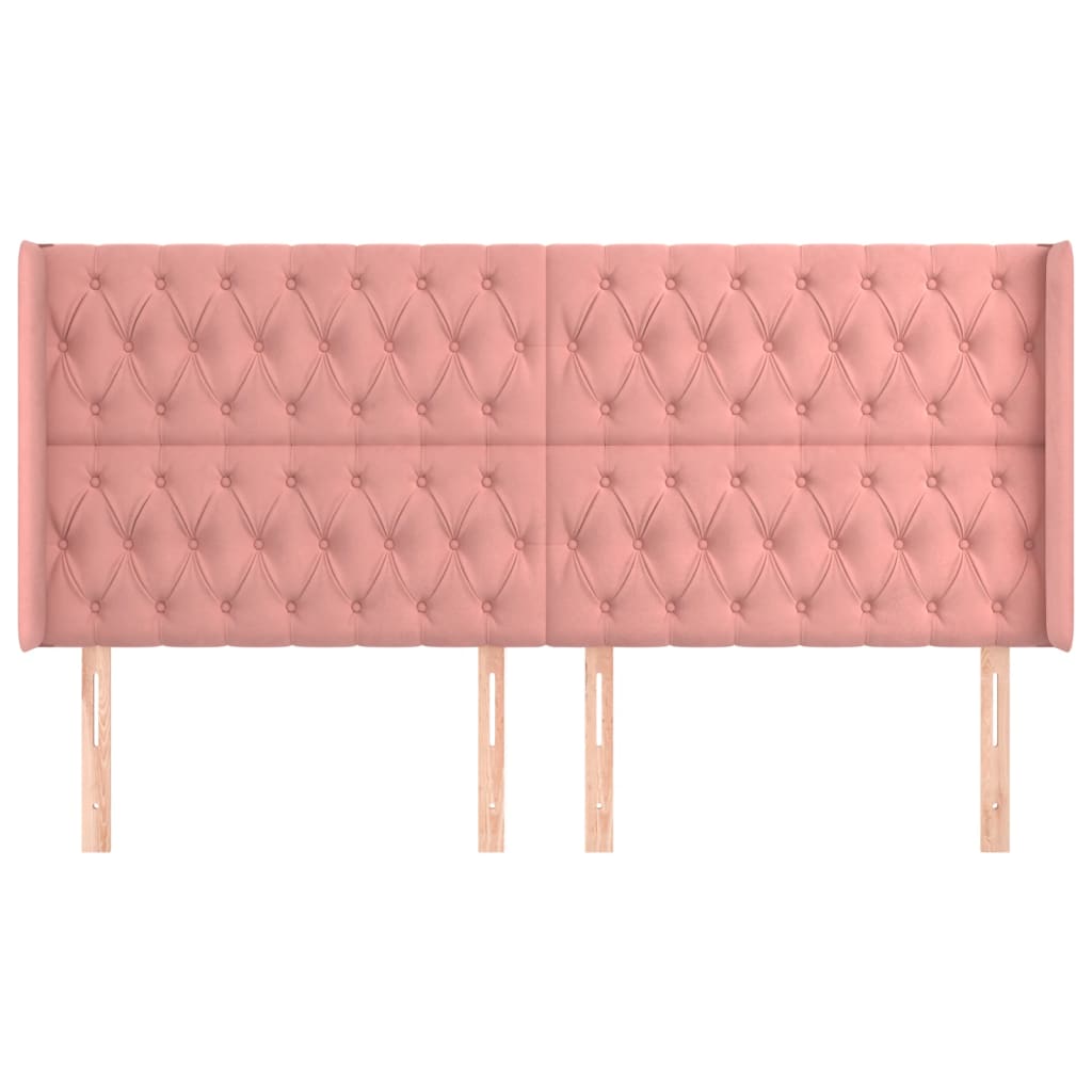 Tête de lit avec oreilles Rose 203x16x118/128 cm Velours - XIOS