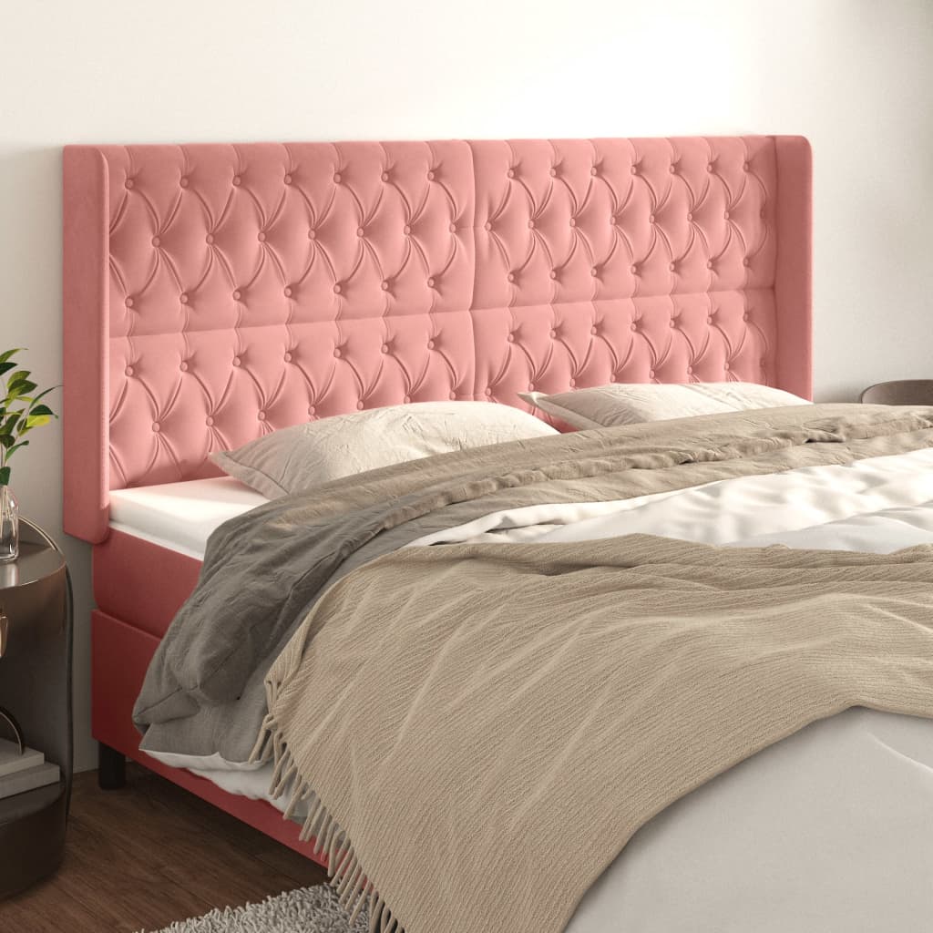 Tête de lit avec oreilles Rose 203x16x118/128 cm Velours - XIOS