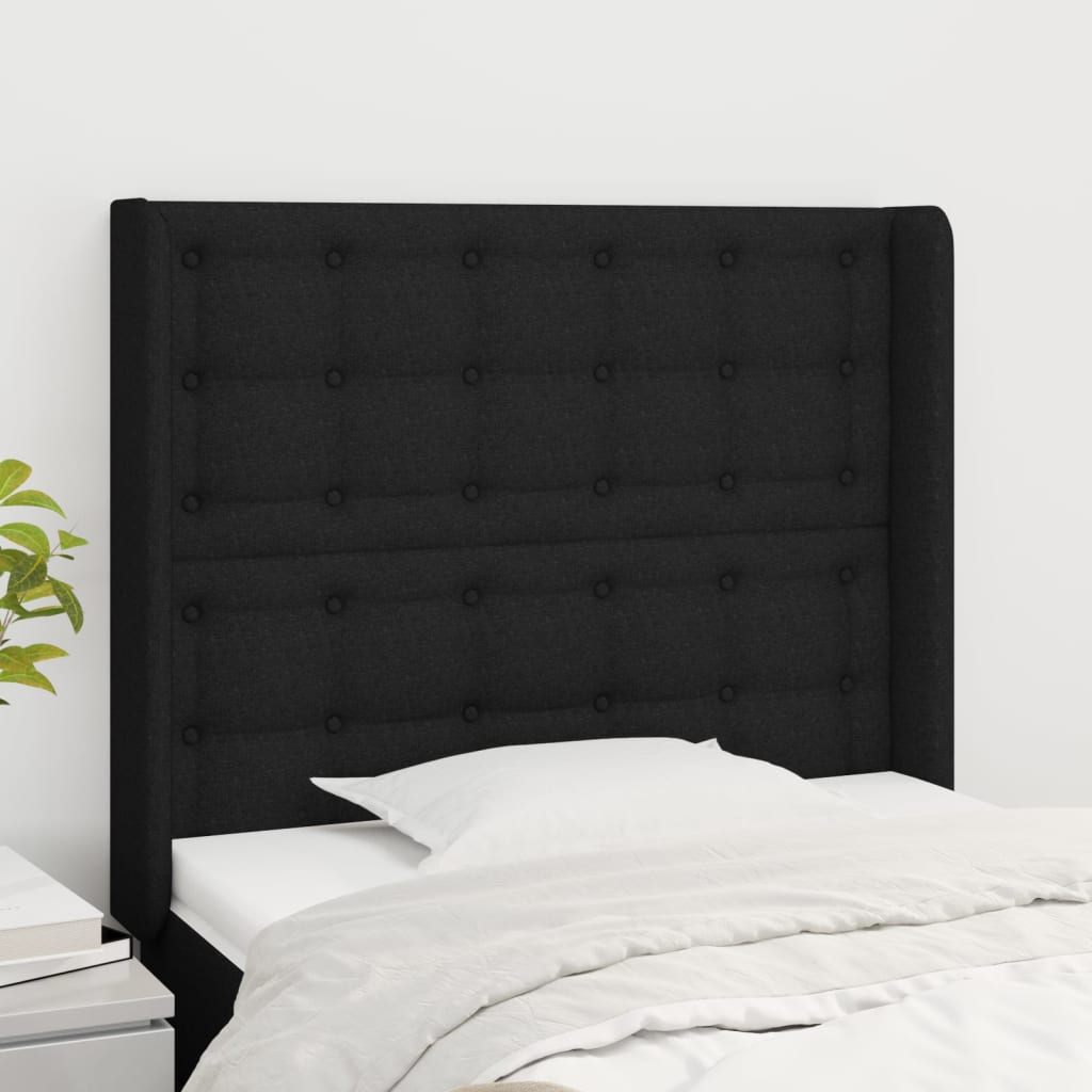 Tête de lit avec oreilles Noir 83x16x118/128 cm Tissu - XIOS