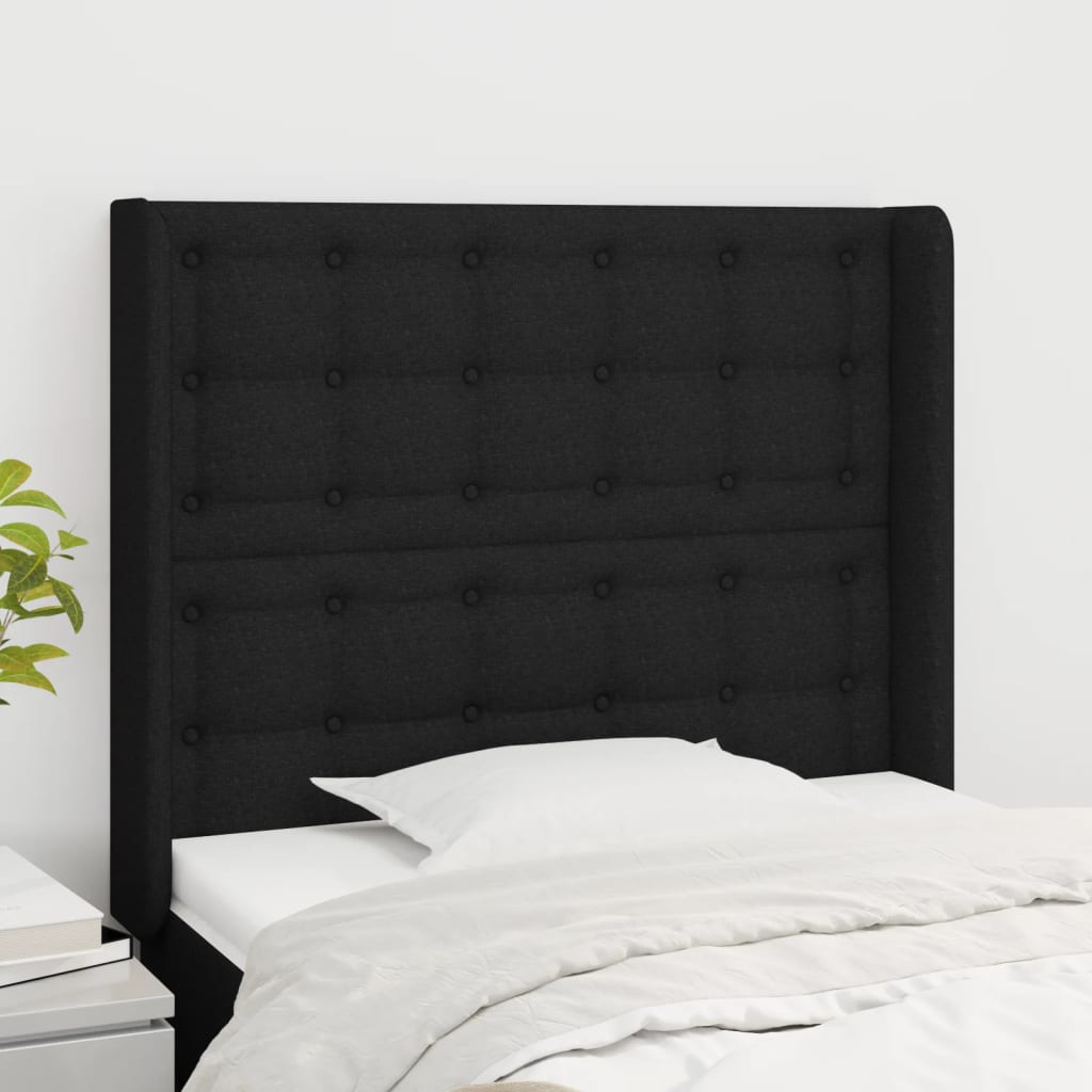 Tête de lit avec oreilles Noir 93x16x118/128 cm Tissu - XIOS