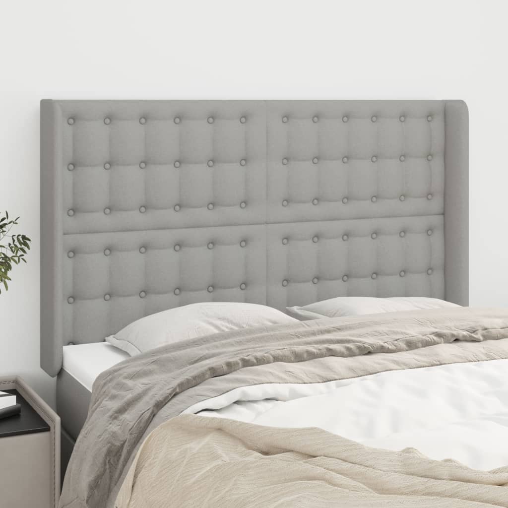 Tête de lit avec oreilles Gris clair 147x16x118/128 cm Tissu - XIOS