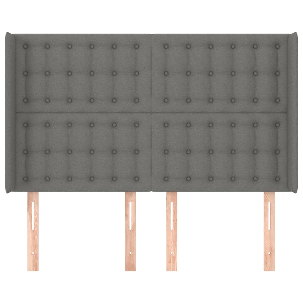 Tête de lit avec oreilles Gris foncé 147x16x118/128 cm Tissu - XIOS