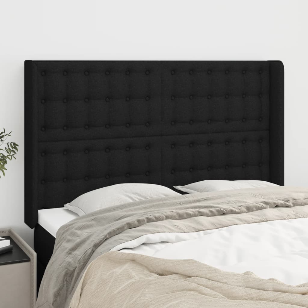 Tête de lit avec oreilles Noir 147x16x118/128 cm Tissu - XIOS