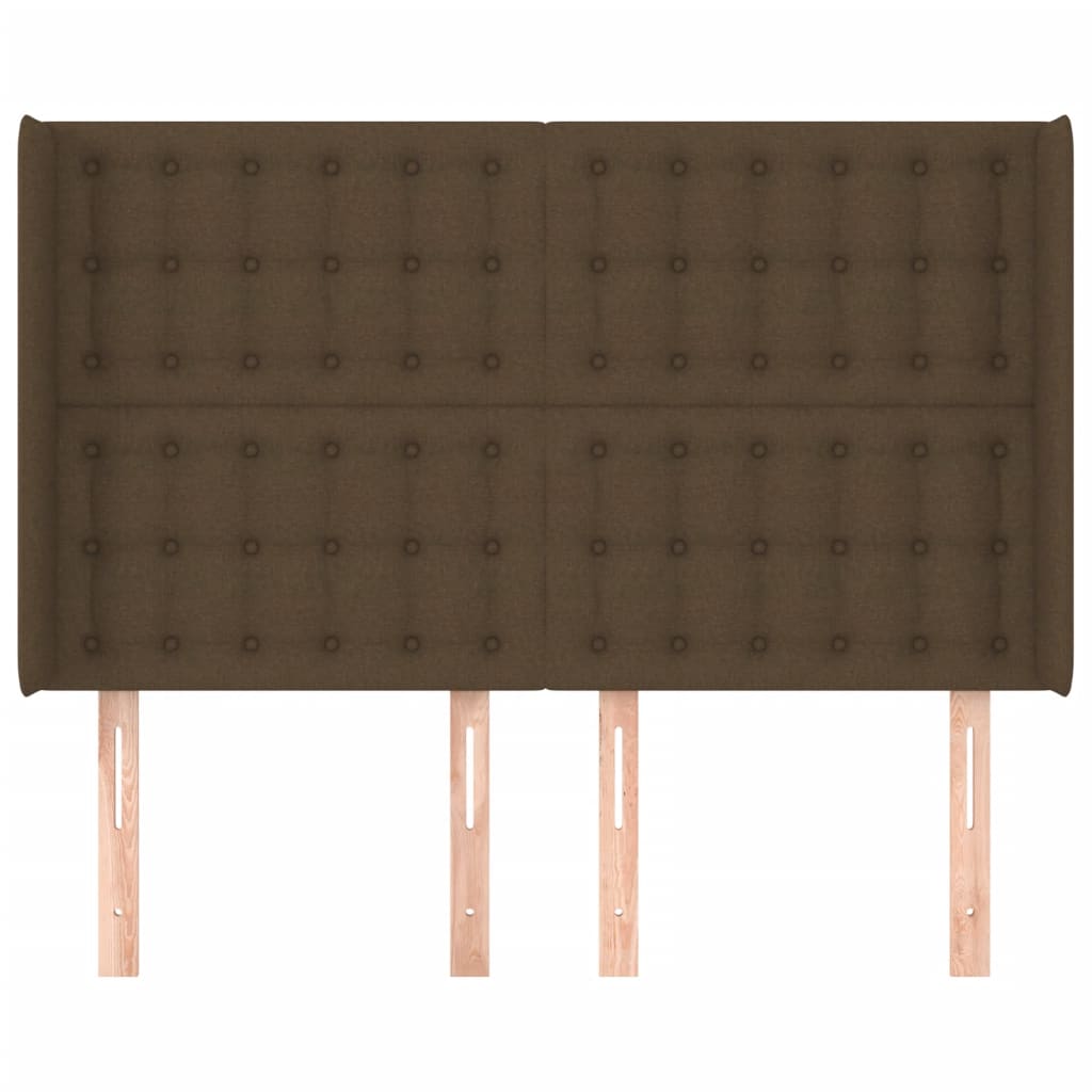 Tête de lit avec oreilles Marron foncé 147x16x118/128 cm Tissu - XIOS