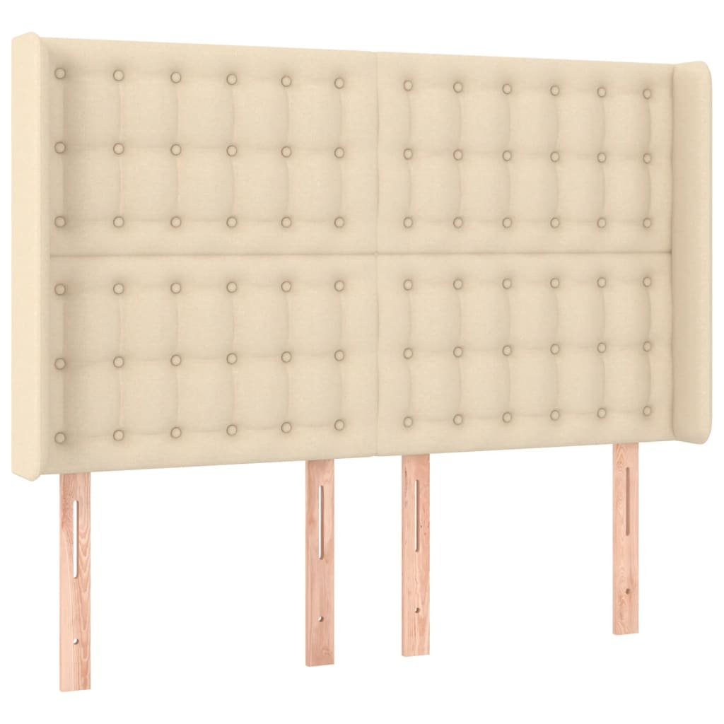 Tête de lit avec oreilles Crème 147x16x118/128 cm Tissu - XIOS