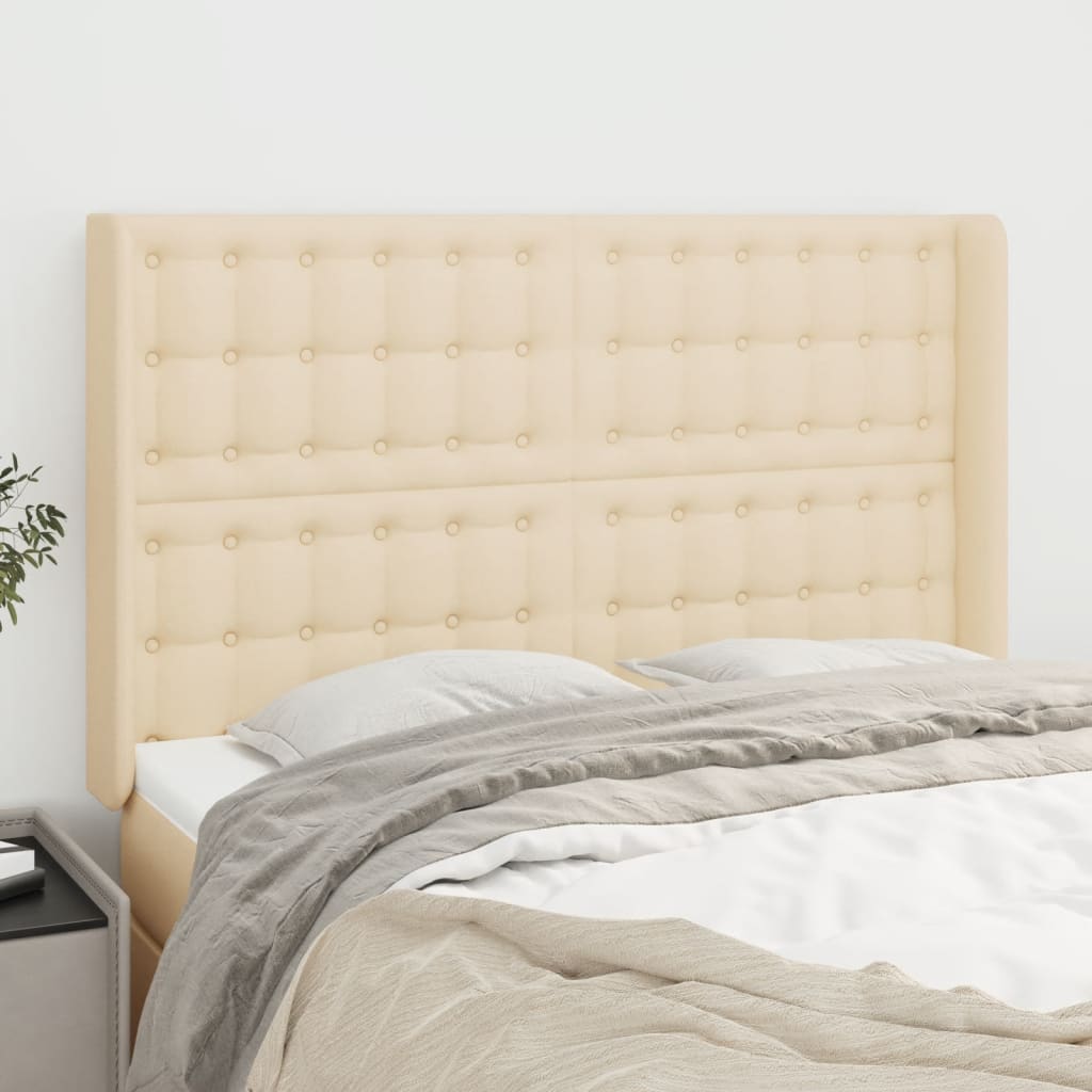 Tête de lit avec oreilles Crème 147x16x118/128 cm Tissu - XIOS