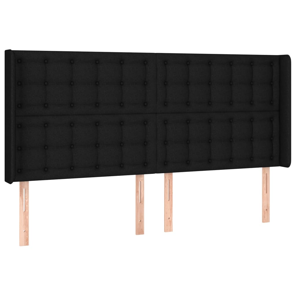 Tête de lit avec oreilles Noir 163x16x118/128 cm Tissu - XIOS