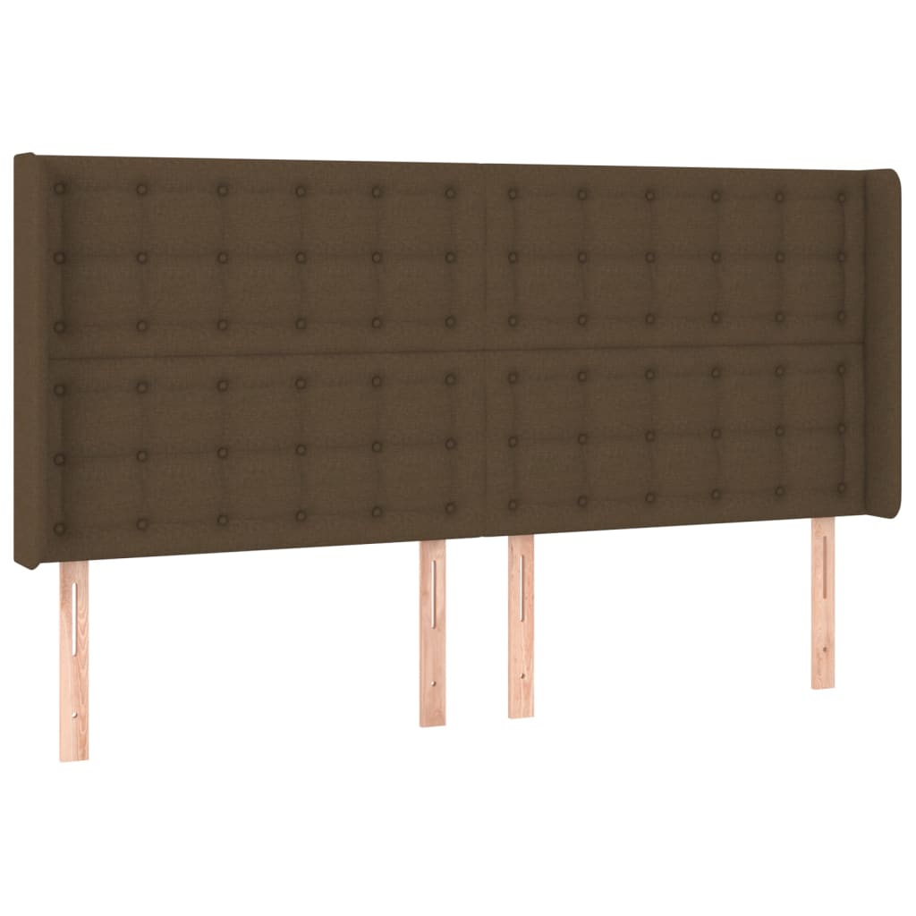 Tête de lit avec oreilles Marron foncé 163x16x118/128 cm Tissu - XIOS