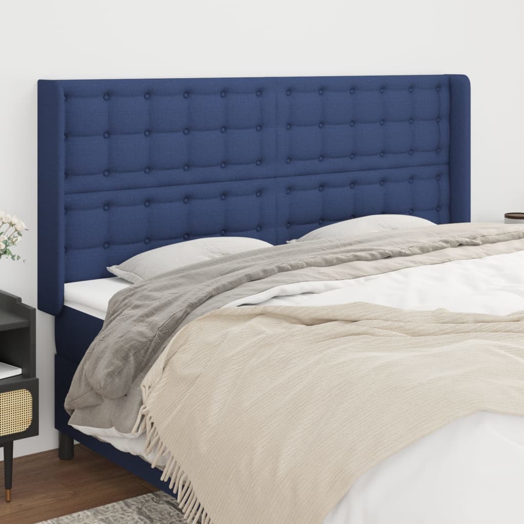 Tête de lit avec oreilles Bleu 163x16x118/128 cm Tissu - XIOS