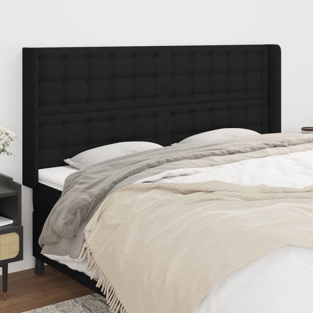 Tête de lit avec oreilles Noir 183x16x118/128 cm Tissu - XIOS