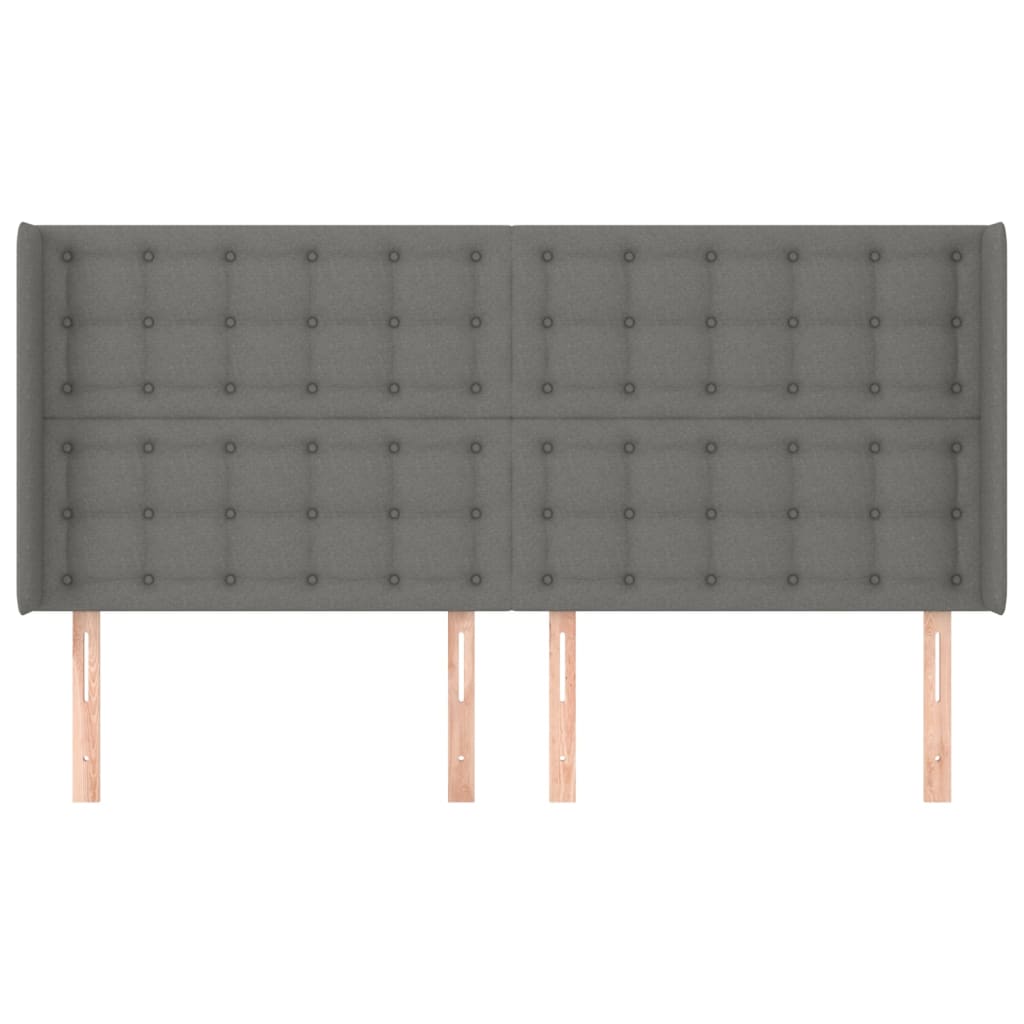 Tête de lit avec oreilles Gris foncé 203x16x118/128 cm Tissu - XIOS