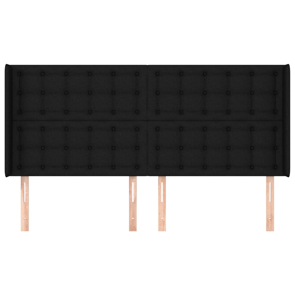 Tête de lit avec oreilles Noir 203x16x118/128 cm Tissu - XIOS